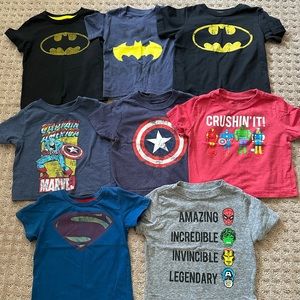 Lot of 8 Baby Boys Super Hero Shirts, 12M Batman, Captain America, Superman